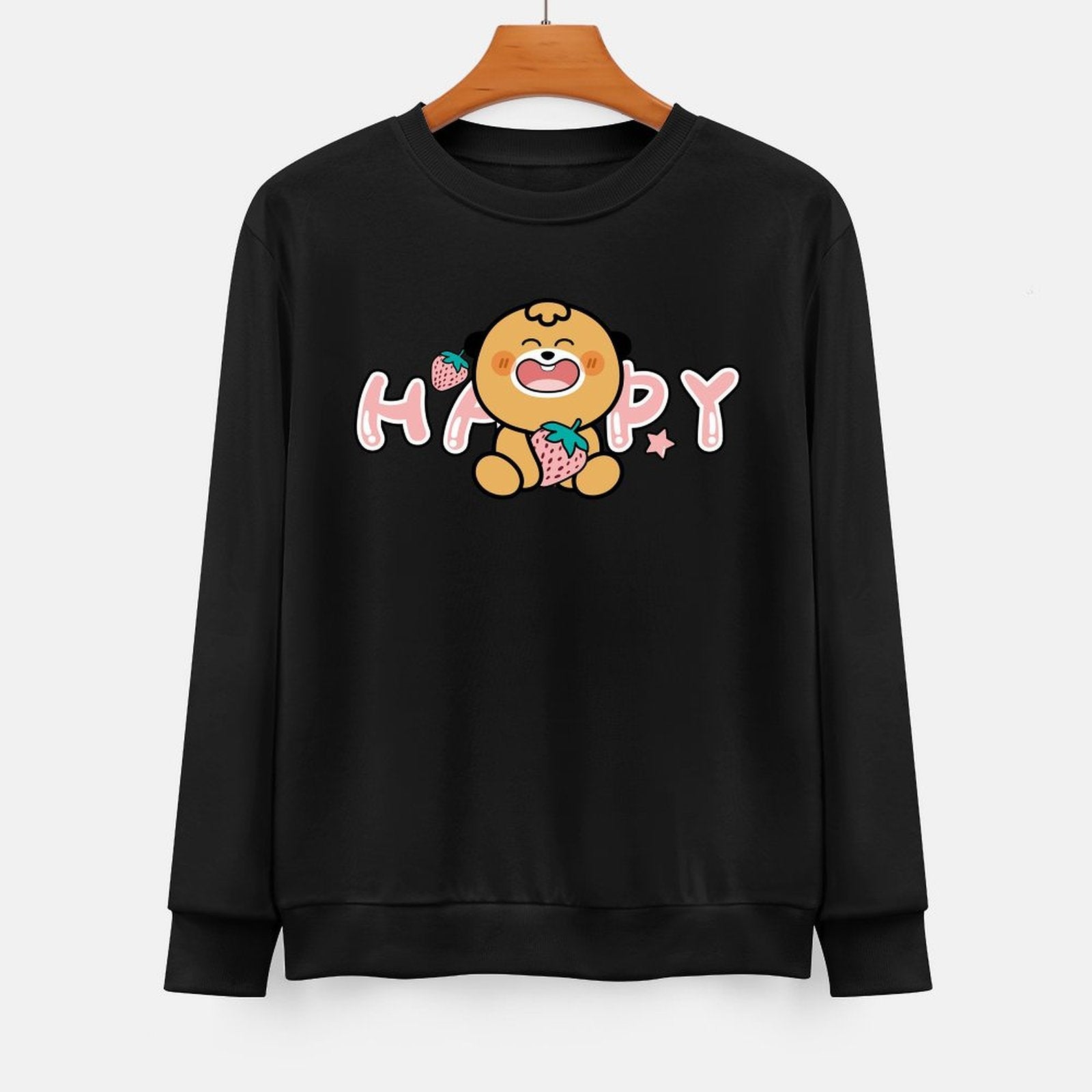 Front Patterned Long Sleeve TopComfort Solid